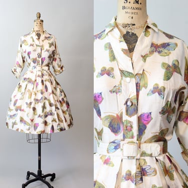 1950s BUTTERFLY print novelty dress xs | new spring 
