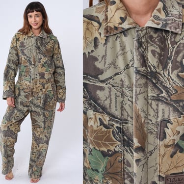 Walls Camo Jumpsuit 90s Insulated Coveralls Army Hunting Military Pantsuit Camouflage Boilersuit Long Sleeve Vintage 1990s Men's Medium R 