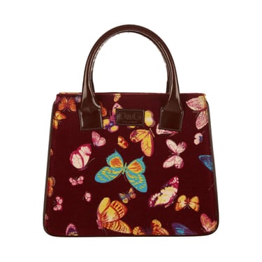 Dolce and Gabbana Burgundy Butterfly Top Handle Bag