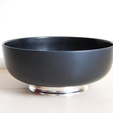 Vintage Towle Sterling Silver Footed Black Melamine Large Serving Bowl 