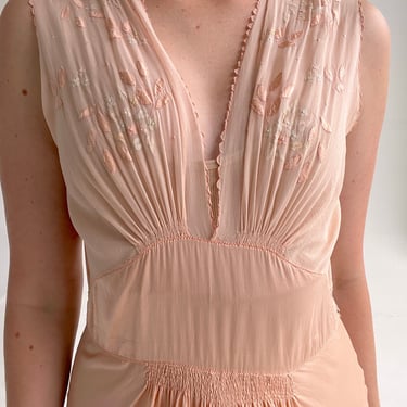 1930's Dusty Pink Silk Chiffon Dress