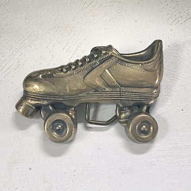 Roller Skate Belt Buckle, Vintage 1979 Retro Solid Brass Roller Derby Buckle 