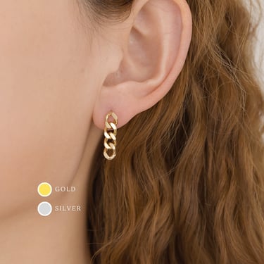 E139 link chain dangle earrings, dangle earrings, link earrings, chain earrings, gold chain earrings, gold earrings, silver earrings 