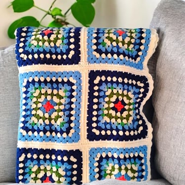 Vintage Crochet Blanket Hand made Wool Blanket Housewarming Gift Blanket Cozy Crochet Throw Lap Blanket for Couch Bed Throw Crochet Blanket 