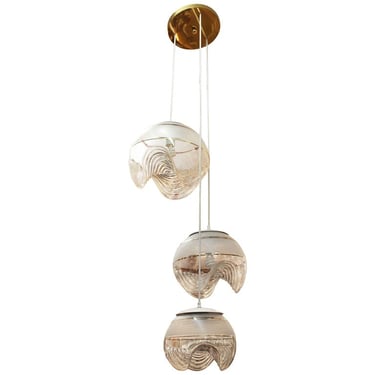 Modernist Sculptural Triple Glass Globe Pendant