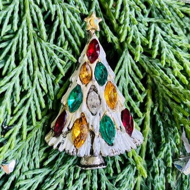 Christmas Tree Rhinestone Brooch Holiday Party 
