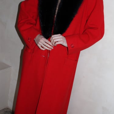 Amazing Vintage Holiday Red & Statement Collar Wool Coat