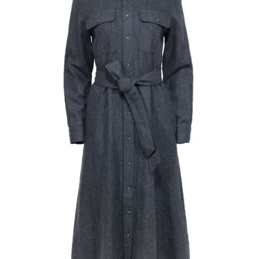 Polo Ralph Lauren - Grey Wool Button Up Shirt Dress w/ Removable Belt Sz 8