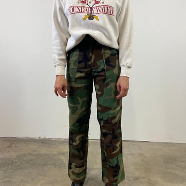 Deadstock Vintage 1980s Woodland Camo 50/50 Fatigue Cargo Pants Made in USA Multiple Sizes Waist 25 26 27 29 30 31 Available 