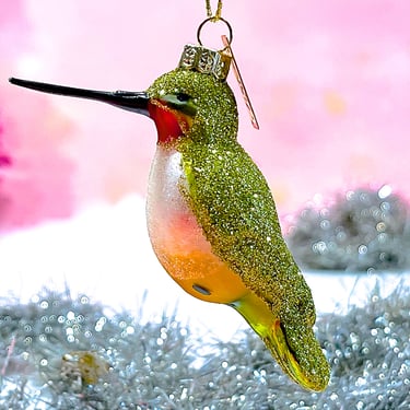 VINTAGE:  Handmade Glass Bird Ornament - Blown Figural Ornament - Christmas - Holidays 