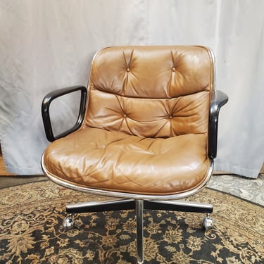 Shepard Leather Rolling Chair 26.25"W X 30"H X 28"D