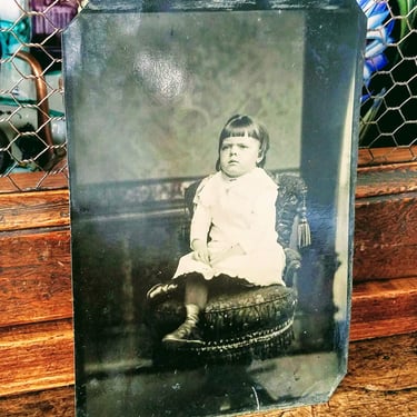 Antique Tin Type Baby Photo~Victorian Girl~Antique Photo~Tin Type Portrait~Antique Photo 19th Century~Victorian Photo~JewelandMetals 