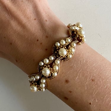 60s Designer Florenza Gold & Pearl Bracelet