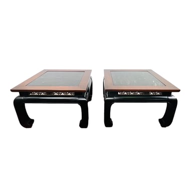 #1186 Pair of Marble Top Ming Side Tables