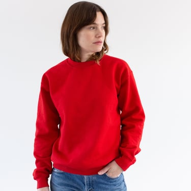 Vintage Cherry Red Crew Sweatshirt | Unisex Cotton Blend Comfy Lounge | S | 