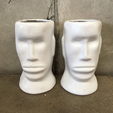 Pair Of Face Vases With Eucalyptus