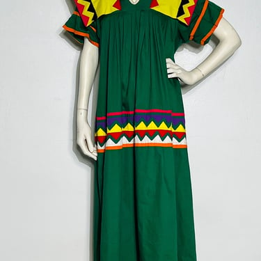 Vintage patchwork Seminole caftan rainbow dress SM 