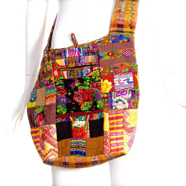 Deadstock VINTAGE: 1980's - LARGE Native Guatemala Huipil Woven Crossbody Bag - Native Textile - Boho, Hipster, Festival - SKU 00011904 