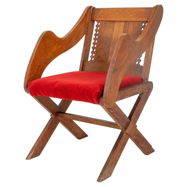 British Arts & Crafts Oak Glastonbury Chair, 19 C.