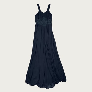 (S) Black Vintage Lace Panel Maxi Dress
