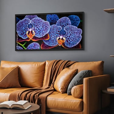 Framed Purple Orchid Painting 24X48