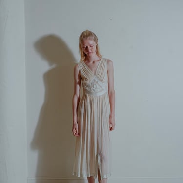 C. 1930s 1940s ethereal crepe chiffon and silk nightgown summer dress 