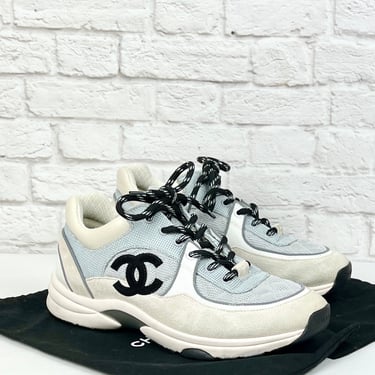 Chanel Fall 2021B Collection CC Trainers, Size 40 Grey/Ivory