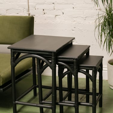 Set of 3 Black Bamboo Nesting Tables