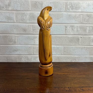 Hand-Carved Tiki Bird Statue - Vintage Polynesian Wood Carving 