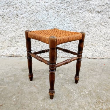 Vintage Four Pod Stool/ Mid Century Modern Stool/ Wood Vintage Chair/ Vintage Furniture/ Rope Stool/ Four Legs Chair/ Yugoslavia/ 60s 