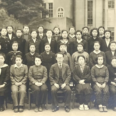 Japanese Showa Girl High School Class Photograph Group Student Black White PH169