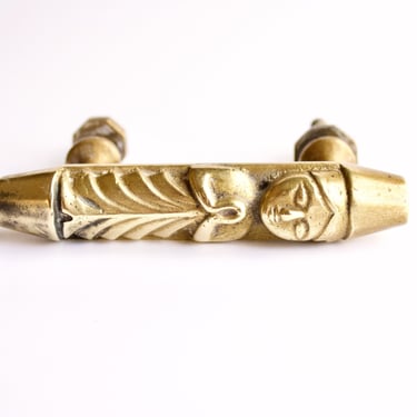 Dhokra Solid Cast Brass Tribal Indian Drawer Pull - Handcrafted Figural Tribal Art - Vintage Eastern Deco 