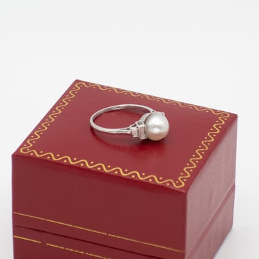 Platinum GIA Certified Natural Pearl Ring