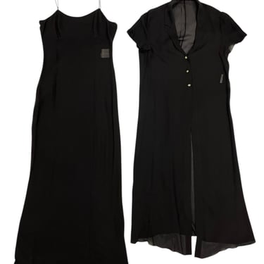 Chanel Black Silk Logo Dress Set