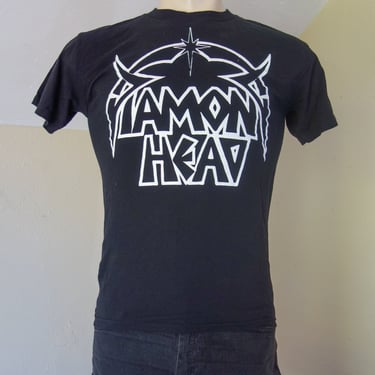 Vintage Diamond Head band logo t shirt small medium black and white English Heavy Metal band tee shirt short sleeve 