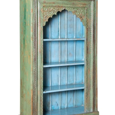 Vintage Painted Carved Frame Bookcase from India by Terra Nova Furniture Los Angeles 