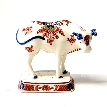 Royal Delft De Porceleyne Fles Imari Bull Cow Figurine 