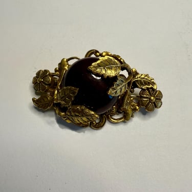 Antique Victorian Brooch | Vintage gold floral brooch | 1900s floral brooch with stone 