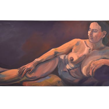 Reclining Nude Female Figure Oil Painting Lenell Chicago Artist 