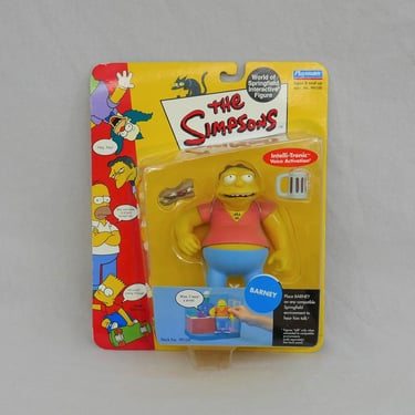 Vintage Barney from The Simpsons Toy - World of Springfield Interactive Figure - New in Package - 2000 Playmates 