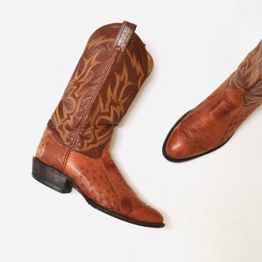 Vintage Tony Lama Cowboy Boots Size 9 1/2 D Women Size 7 Mens Brown Leather// Vintage Brown Cowboy Boots Size 9 9 1/2 womens size 7 Mens 