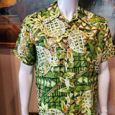 Mens Hawaiian vintage shirt by Horizon,1970's 