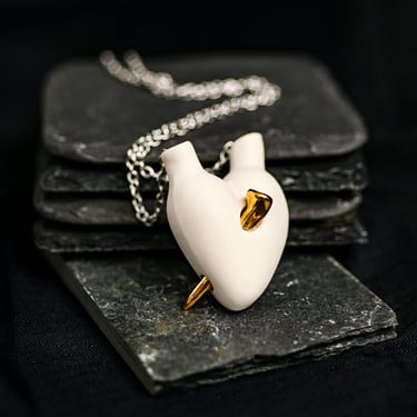 'Chiodo' Glazed Porcelain Anatomical Heart Necklace