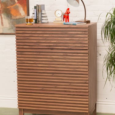 Slat Four Drawer Highboy Dresser