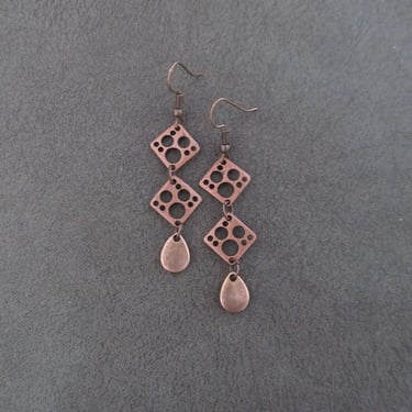 Dainty mid century copper earrings 