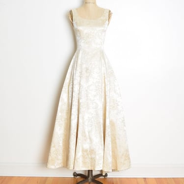 vintage 90s dress Jessica McClintock bridal prom wedding gown brocade satin S 