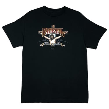 Vintage Y2K “Rebel With A Cause” Jesus Motorcycle Parody Double Sided Bible Verse Graphic T-Shirt Size Medium 