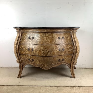 Modern Rococo-Style Three-Drawer Bombay Chest with Marble Top 