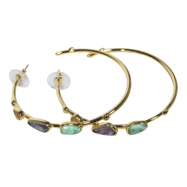 Kendra Scott - Gold Hoop Earrings w/ Multicolor Stones