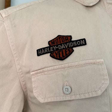 Harley-Davidson® Men's Laser Cut Jersey Graphic Woven Beige Shirt Size Small | Long Sleeve Classic  Men's Shirt With Buttons | Gifts For Dad 